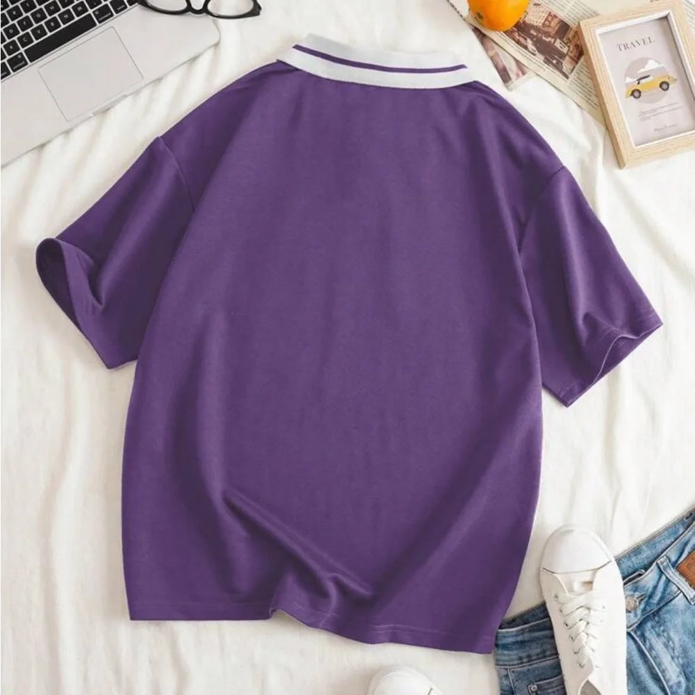 NWT Purple preppy Graphic Polo Shirt - Picture 2 of 3